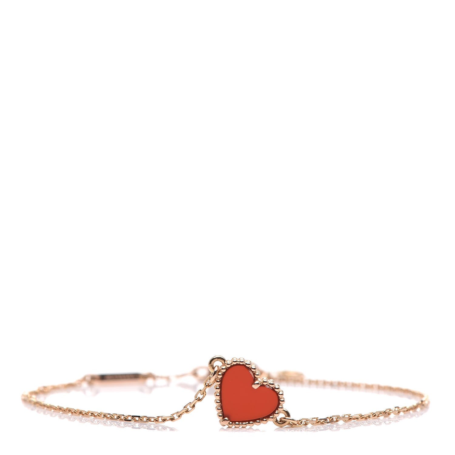 Van Cleef & Arpels 18K Rose Gold Carnelian Sweet Alhambra Heart Bracelet 1 of 8