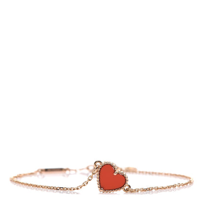 Van Cleef & Arpels 18K Rose Gold Carnelian Sweet Alhambra Heart Bracelet 1 of 8