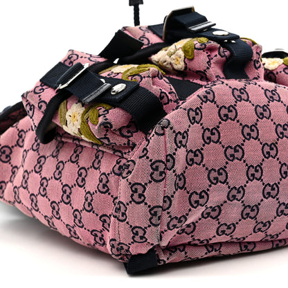 Gucci Monogram Multicolor Floral Embroidered Large Retro Interlocking G Three Pocket Backpack Pink Blue Multicolor 9 of 10