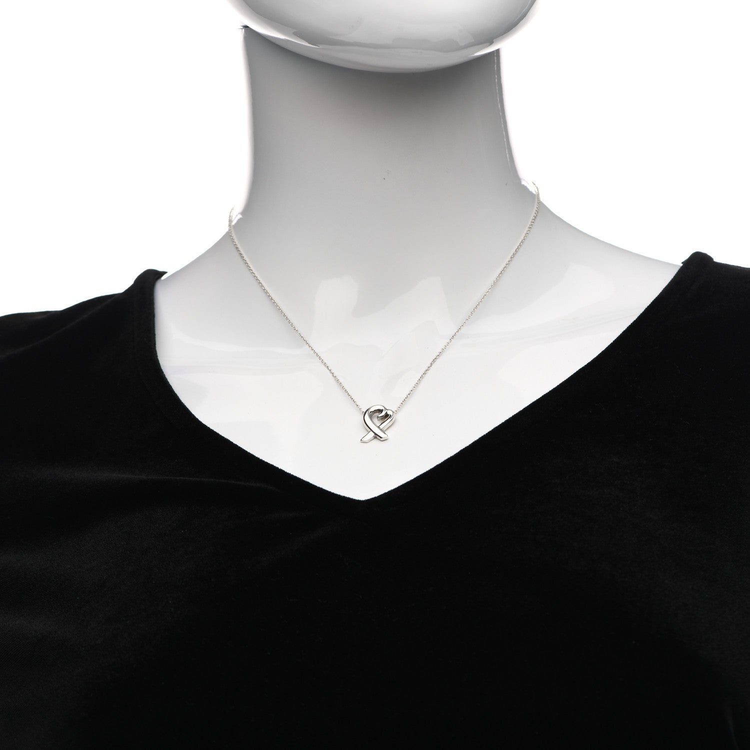 Tiffany Sterling Silver Paloma Picasso Loving Heart Pendant Necklace 2 of 8