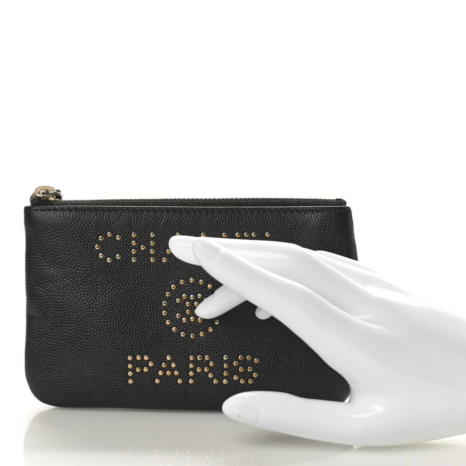 Chanel Caviar Studded Deauville Cosmetic Pouch Black 2 of 8