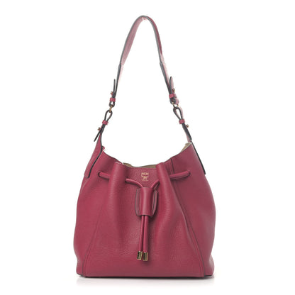 MCM Grained Calfskin Milla Drawstring Bucket Bag Fuchsia 1 of 4