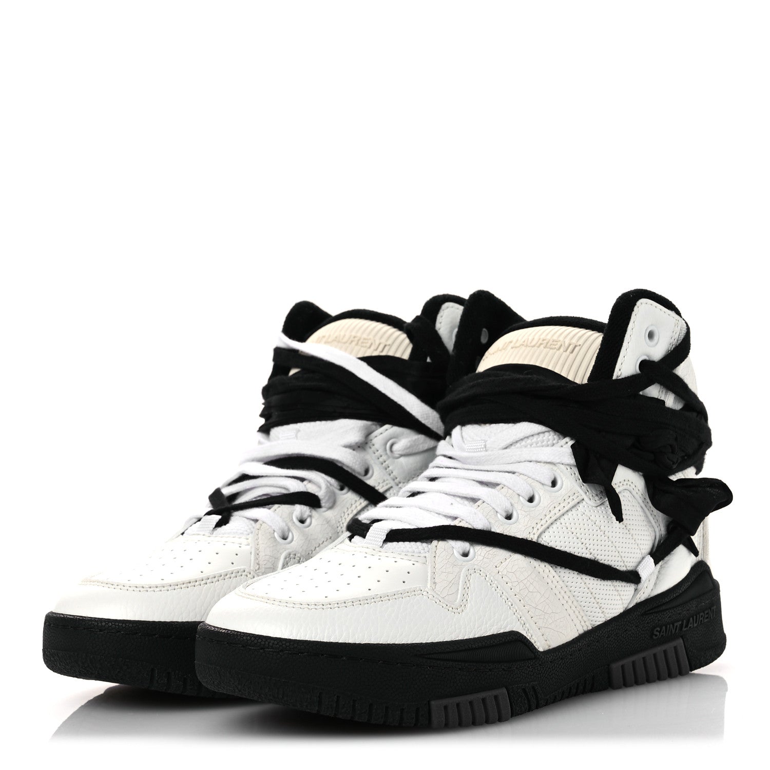 Saint Laurent Calfskin Smith High Top Sneakers 41 White Black 4 of 11