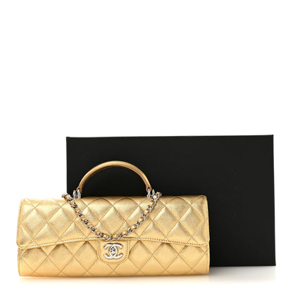 Chanel Metallic Caviar Quilted Top Handle Long Clutch With Chain Gold 12 of 12