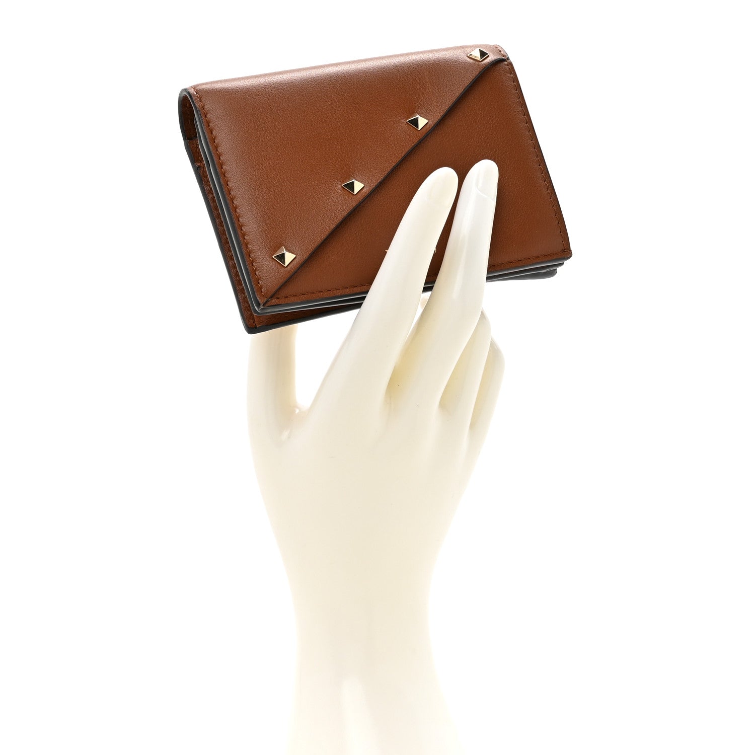 Valentino Garavani Vitello Rockstud Compact Wallet Bright Cognac 2 of 9