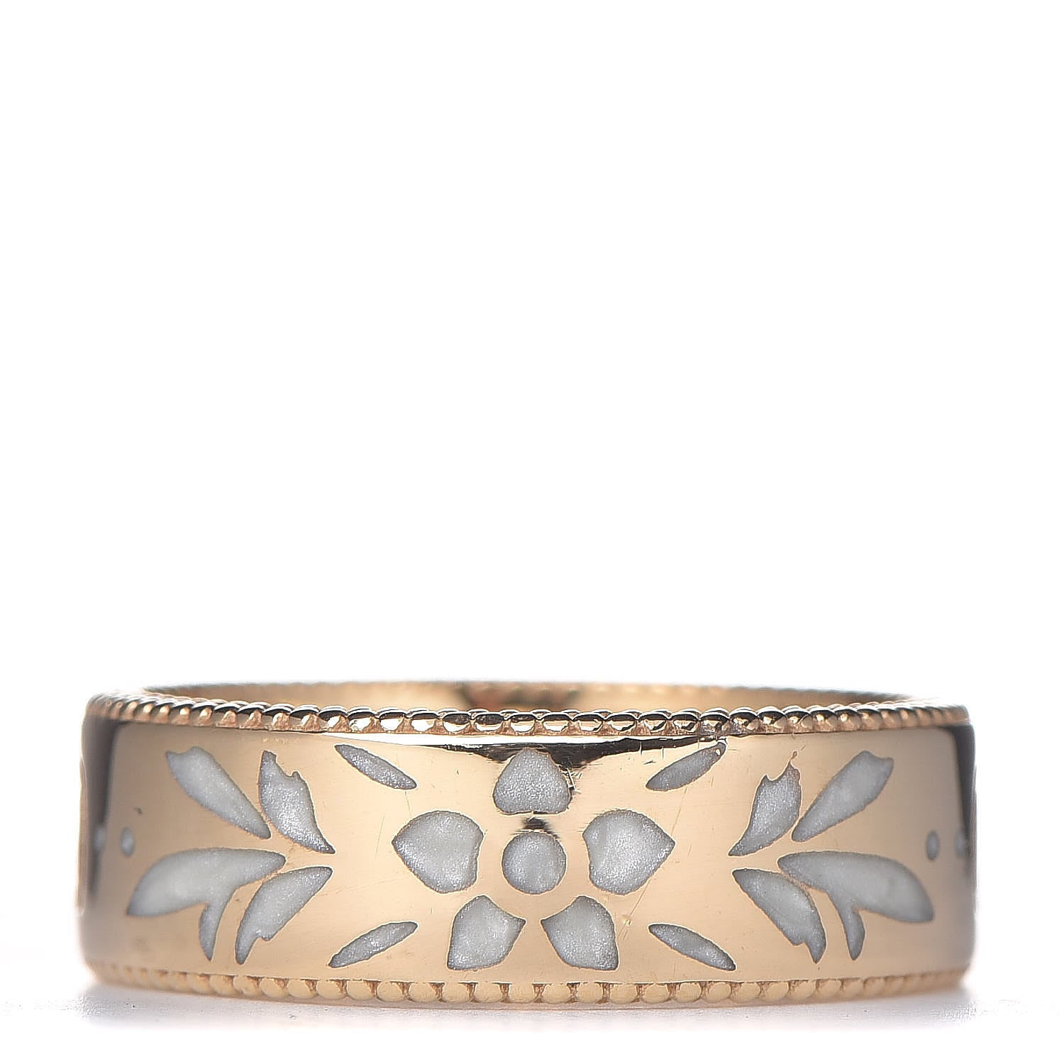 Gucci 18K Yellow Gold Enamel Wide Icon Blooms Ring 52 6 1 of 5