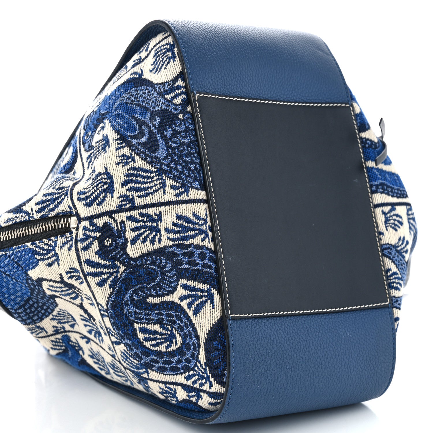 Loewe Calfskin Canvas Embroidered Small Hammock Shoulder Bag Blue 9 of 13