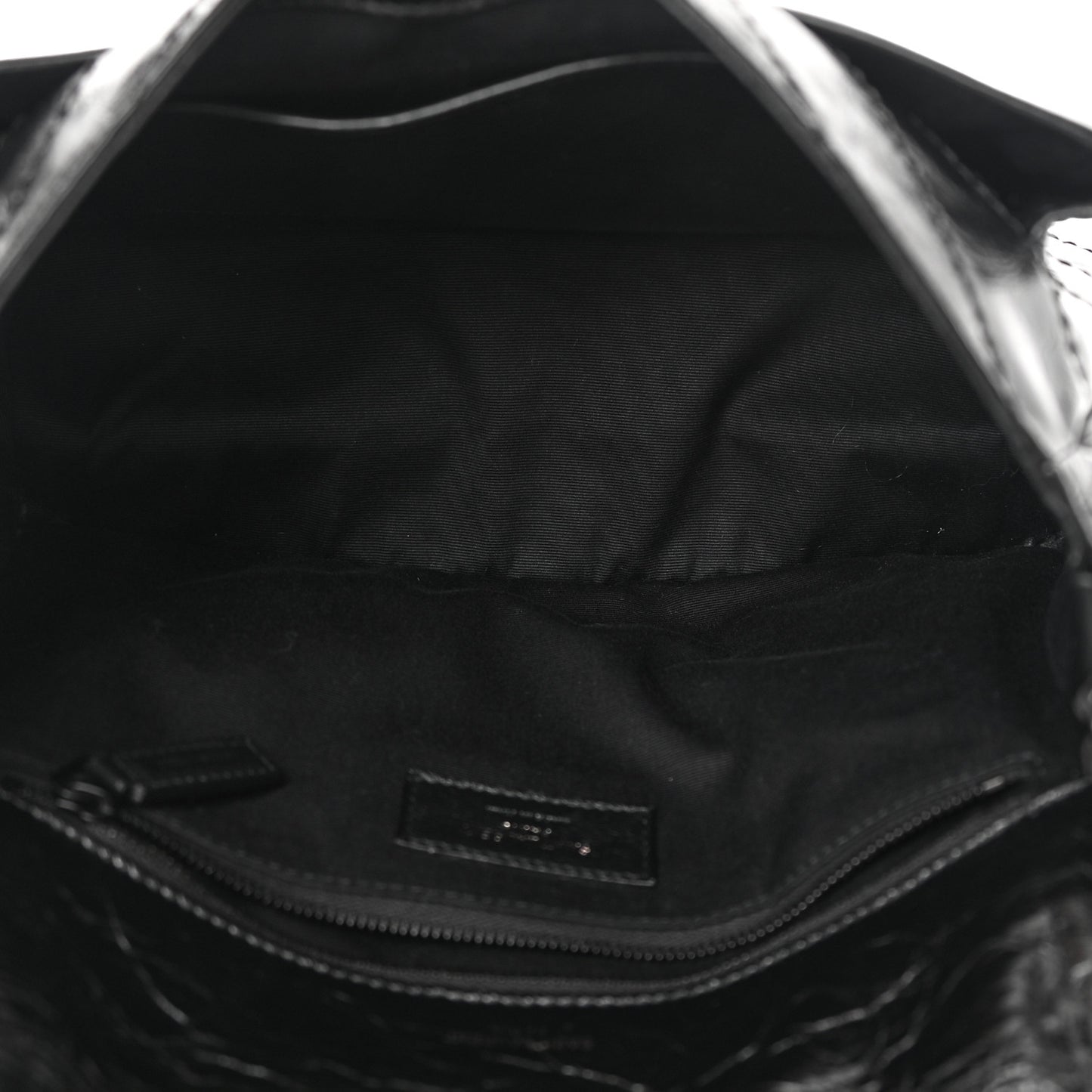 Crinkled Calfskin Matelasse Monogram Medium Niki Chain Satchel Black
