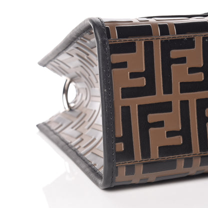 Fendi Vitello Century Wicker Bi-Color FF 1974 Embossed Small Runaway Shopper Tote Maya Black 8 of 9