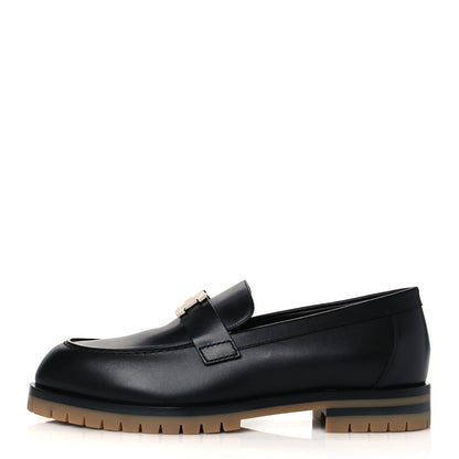 Hermes Calfskin Womens Faubourg Loafers 38.5 Black 1 of 9