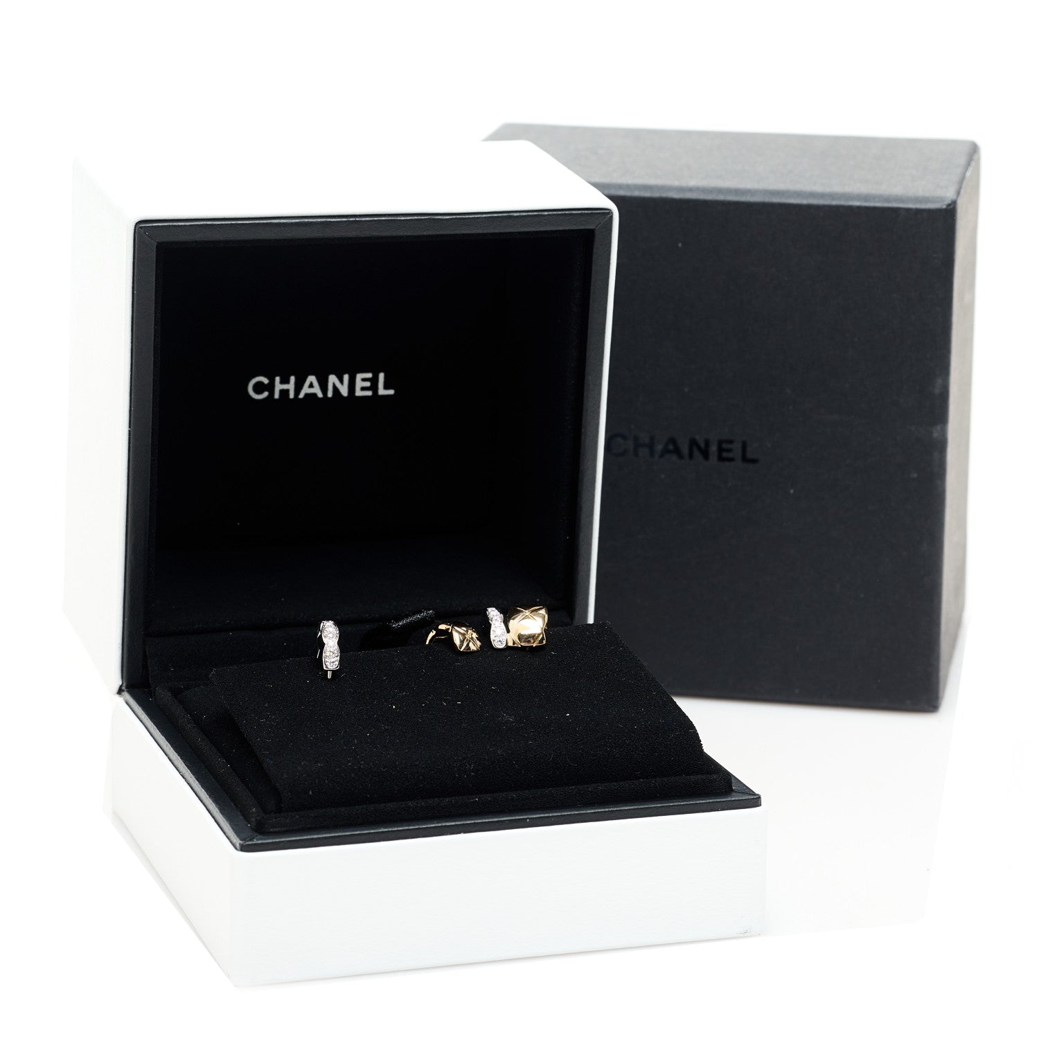 Chanel 18K Yellow White Gold Diamond Coco Crush Earrings 5 of 5