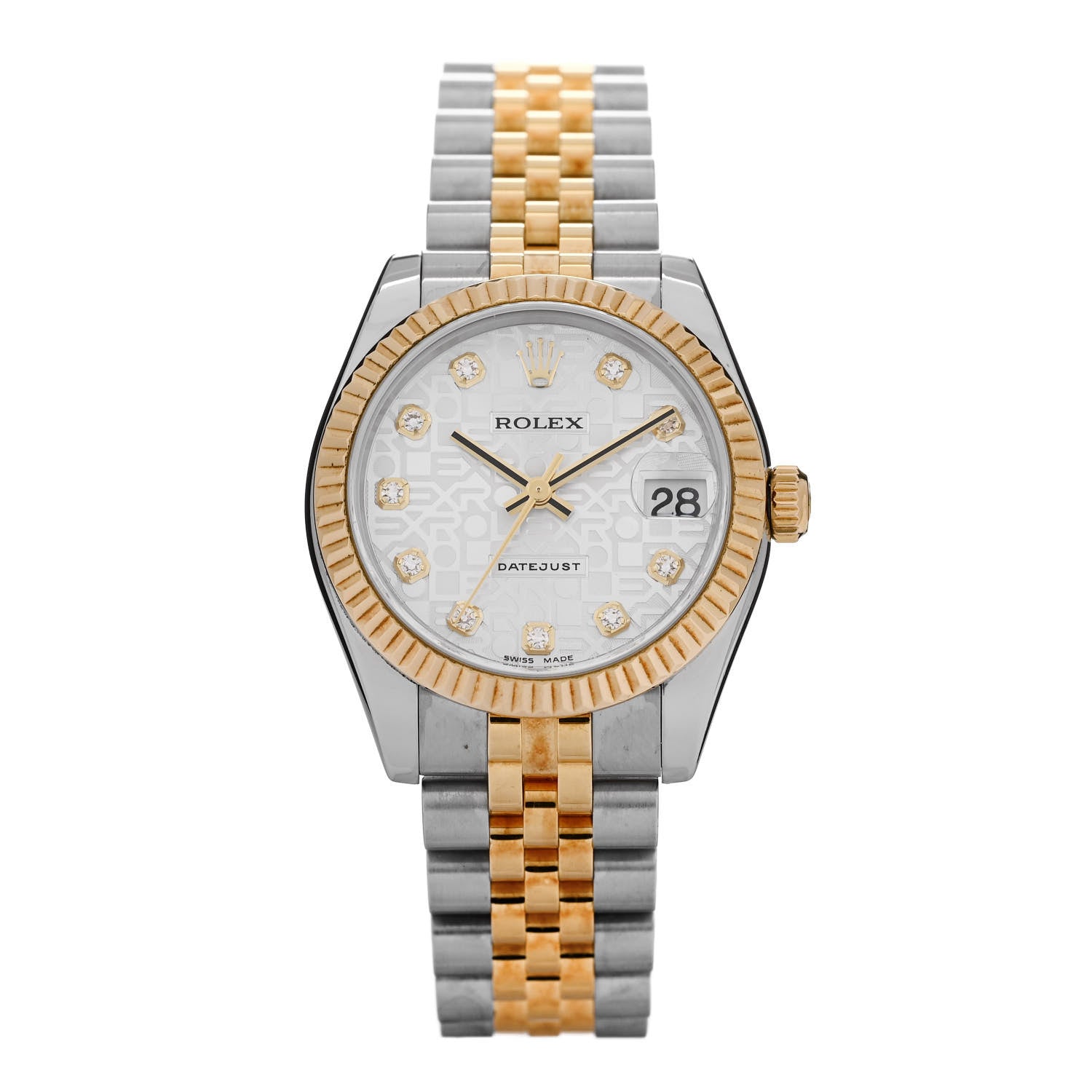 Rolex Stainless Steel 18K Yellow Gold Diamond 31mm Oyster Perpetual Datejust Watch Silver Jubilee 178273 1 of 5