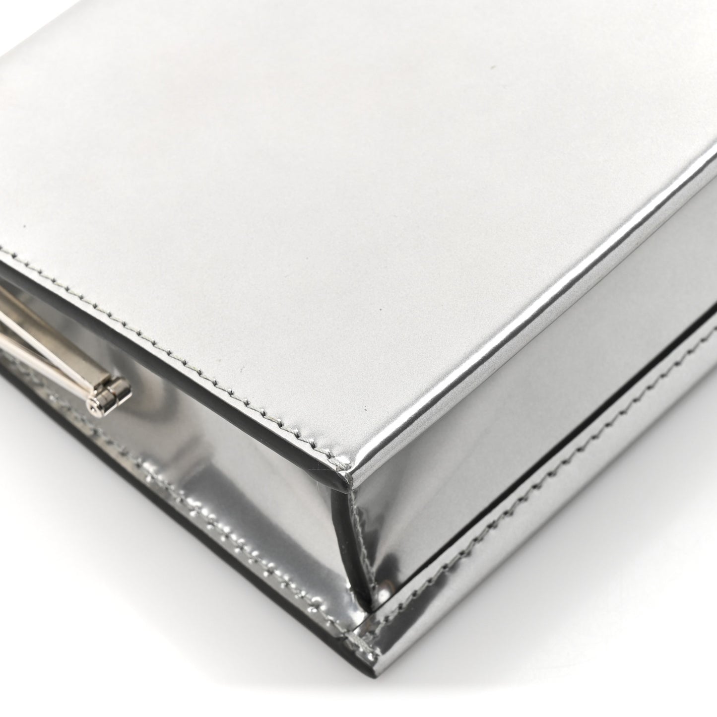 Metallic Calfskin Clutch Silver