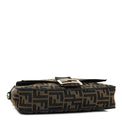 Fendi Fabric Jacquard FF 1974 Medium Baguette Tobacco Moro Black 4 of 17