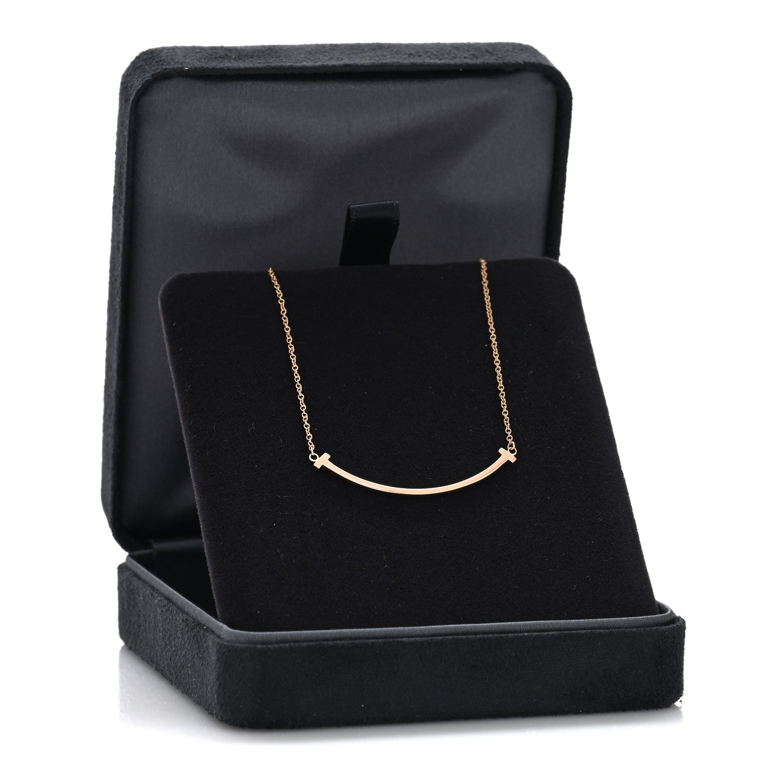 Tiffany 18K Rose Gold Small T Smile Pendant Necklace 5 of 5