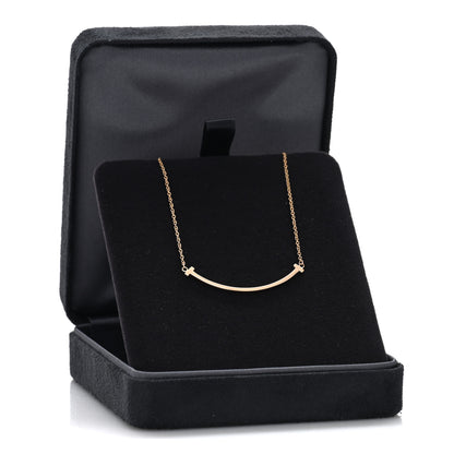 Tiffany 18K Rose Gold Small T Smile Pendant Necklace 5 of 5