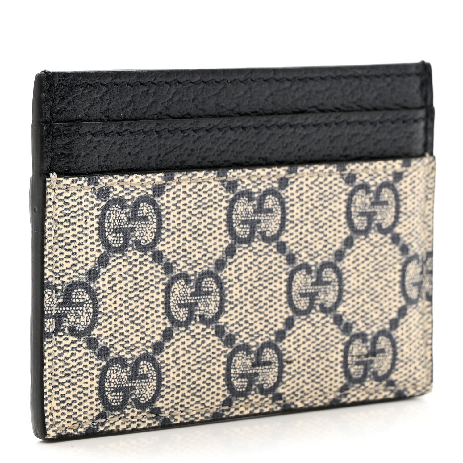 Gucci GG Supreme Monogram Textured Dollar Calfskin Web Ophidia Card Holder Beige Blue 2 of 6