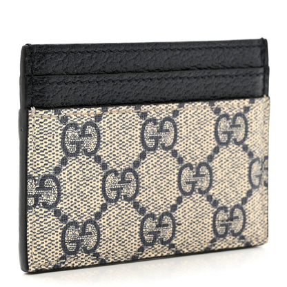 Gucci GG Supreme Monogram Textured Dollar Calfskin Web Ophidia Card Holder Beige Blue 2 of 6