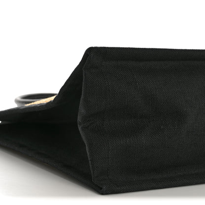 Saint Laurent Raffia Linen Calfskin Rive Gauche Tote Naturale Black 9 of 12