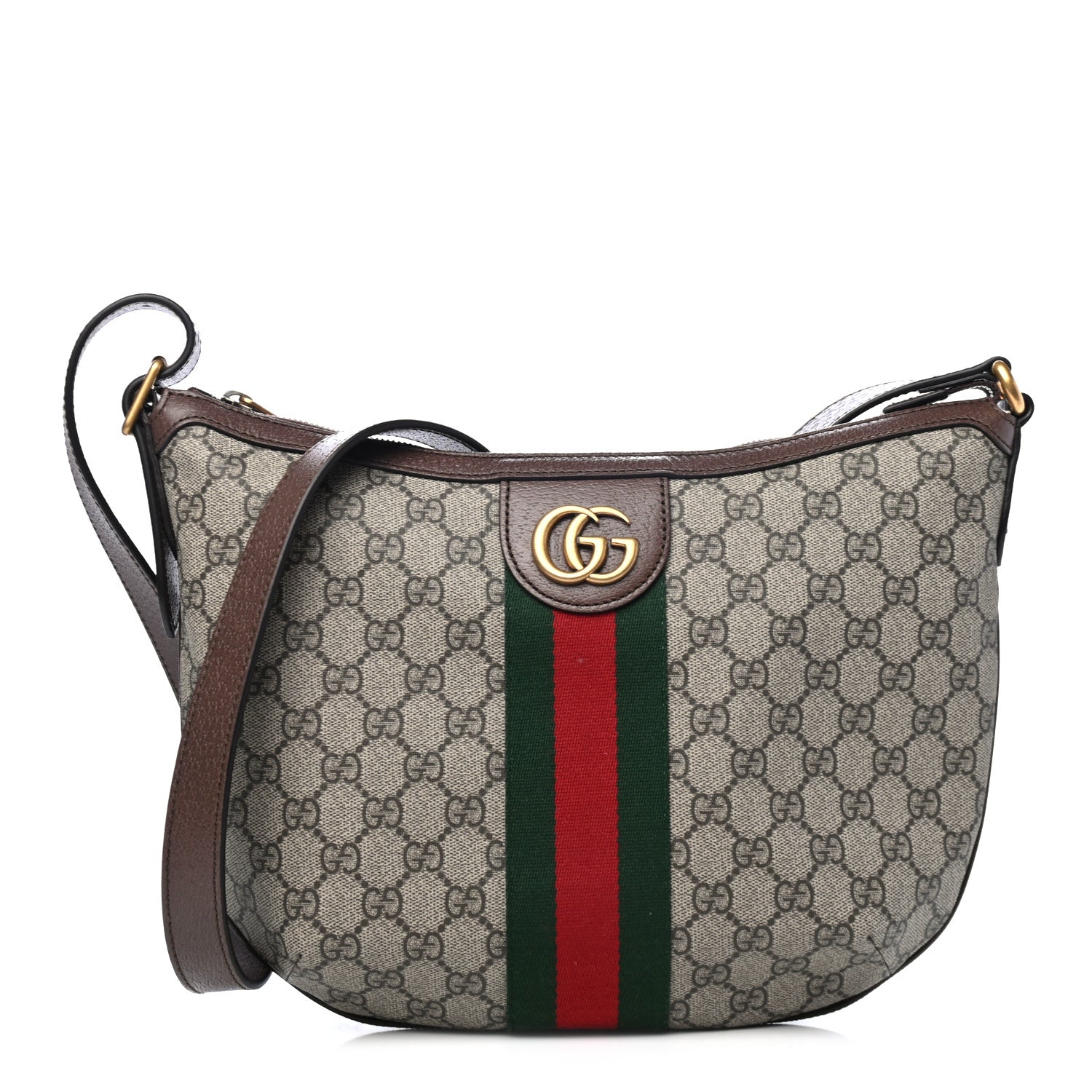 Gucci GG Supreme Monogram Web Small Ophidia Half Moon Hobo Brown 1 of 4