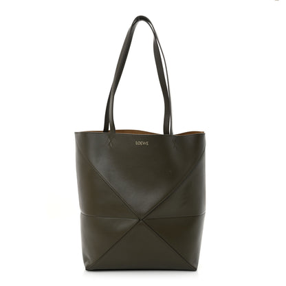 Loewe Shiny Calfskin Medium Puzzle Fold Tote Umber 1 of 10