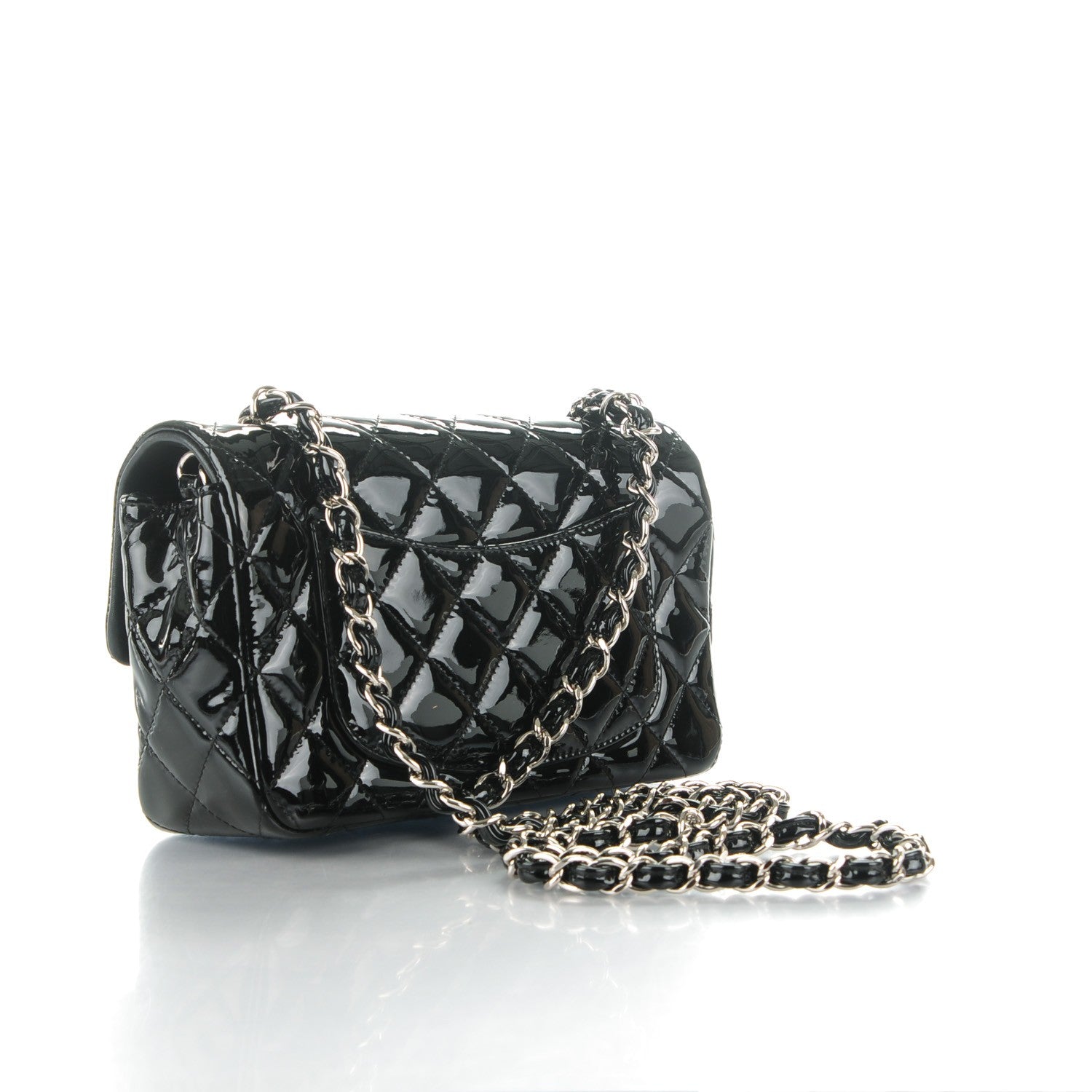 Chanel Patent Calfskin Quilted Mini Rectangular Flap Black 3 of 8