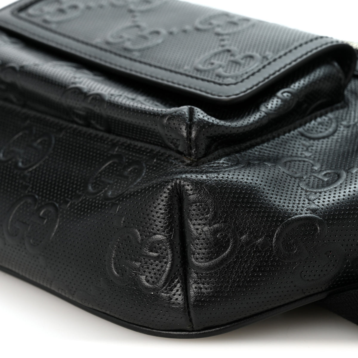 Gucci Calfskin GG Tennis Embossed Pocket Belt Bag Black 9 of 9