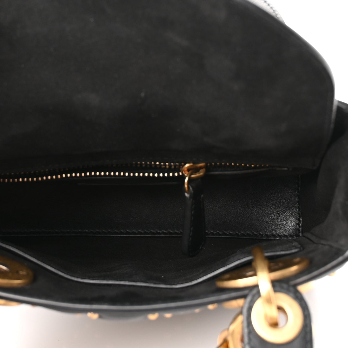 Lambskin Studded Mini Supple Lady Dior Black