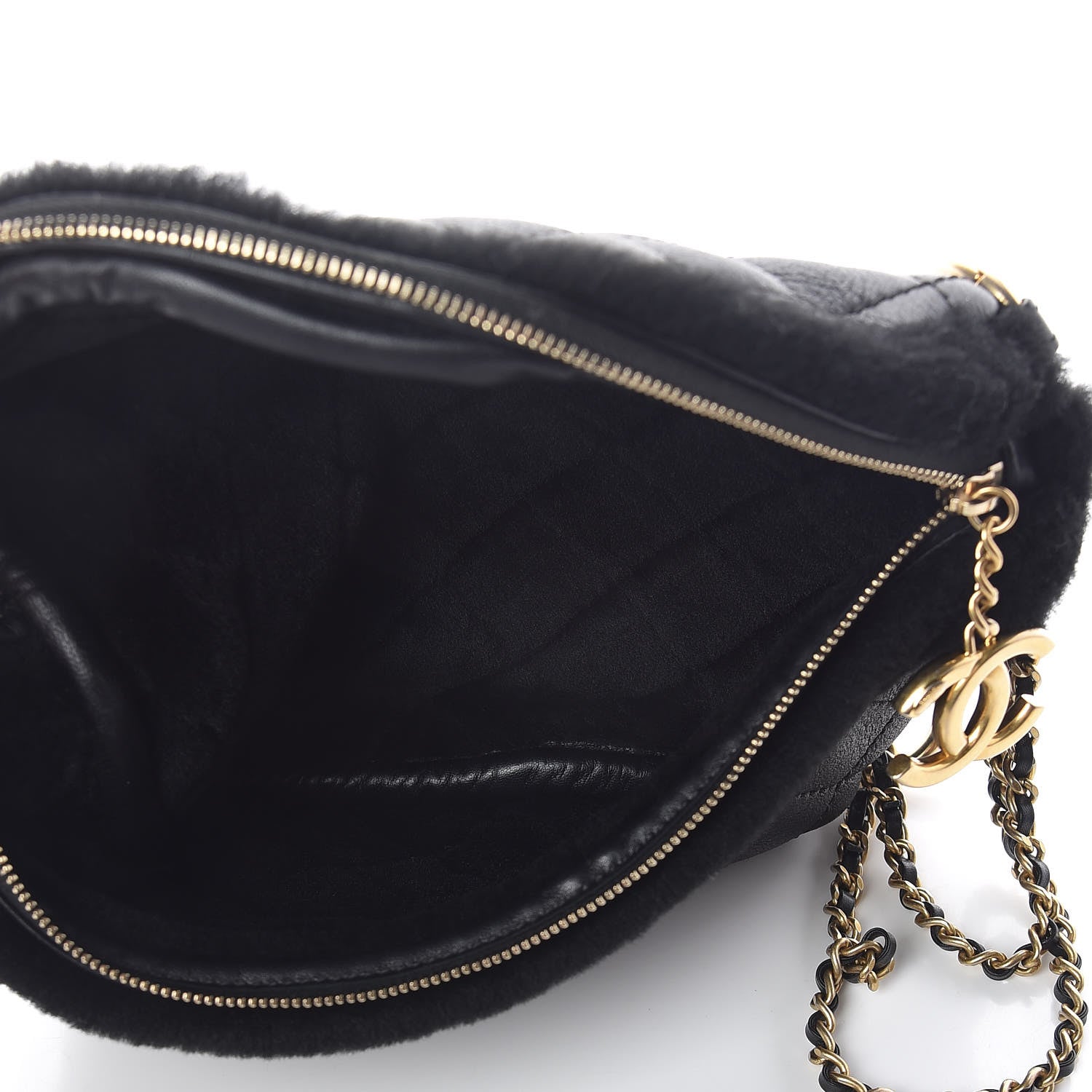 Chanel Calfskin Fur Quilted Waist Bag Fanny Pack Black 5 of 10