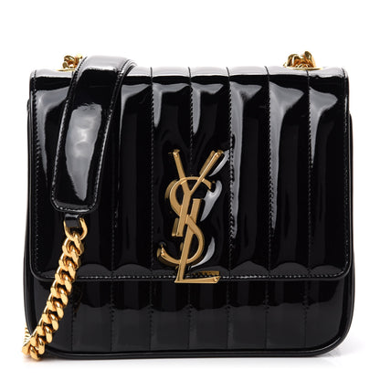 Saint Laurent Patent Calfskin Matelasse Monogram Medium Vicky Chain Bag Black 1 of 11