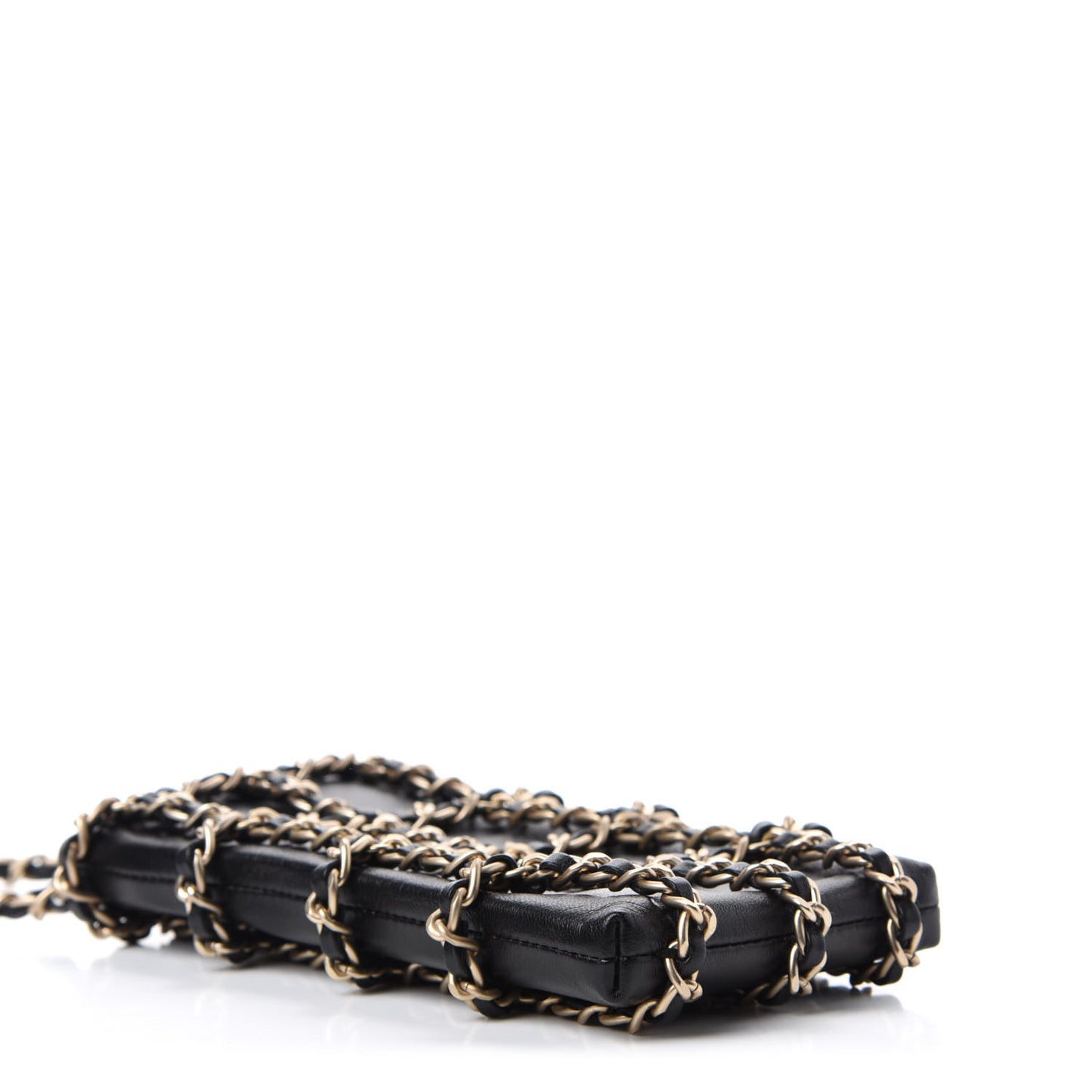 Lambskin Tech Me Out Clutch With Chain Black
