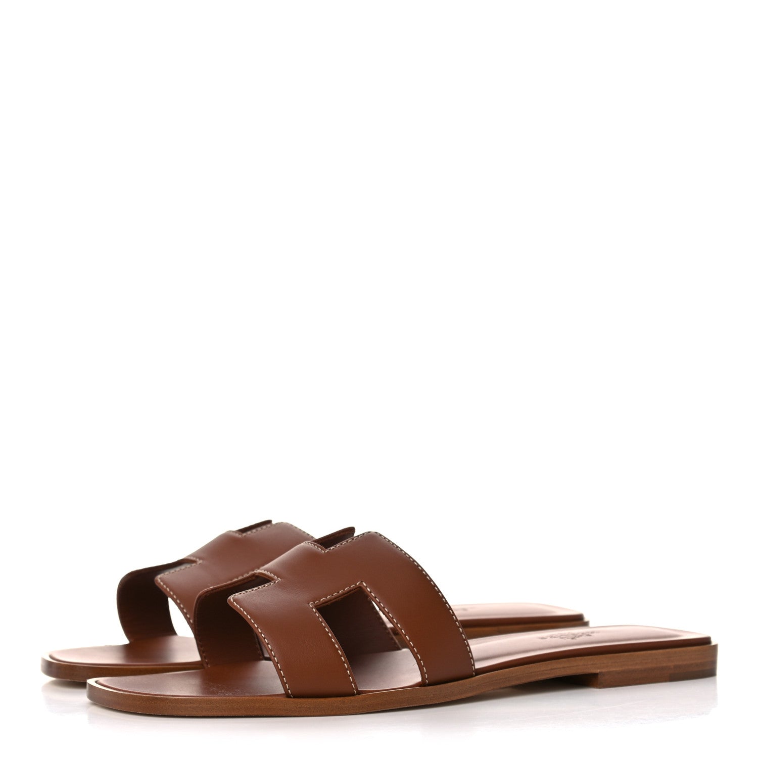 Hermes Box Calfskin Oran Sandals 39 Gold 3 of 9
