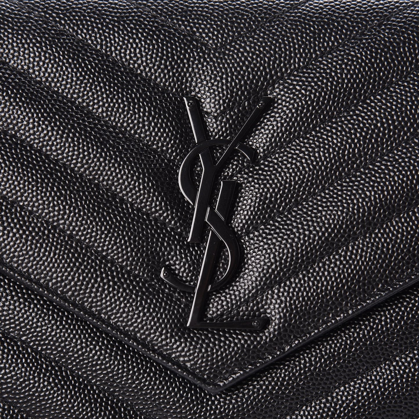 Grain De Poudre Matelasse Chevron Monogram Chain Wallet Black