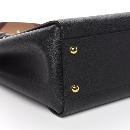 Burberry Soft Grain Calfskin Medium Buckle Tote Black 8 of 9