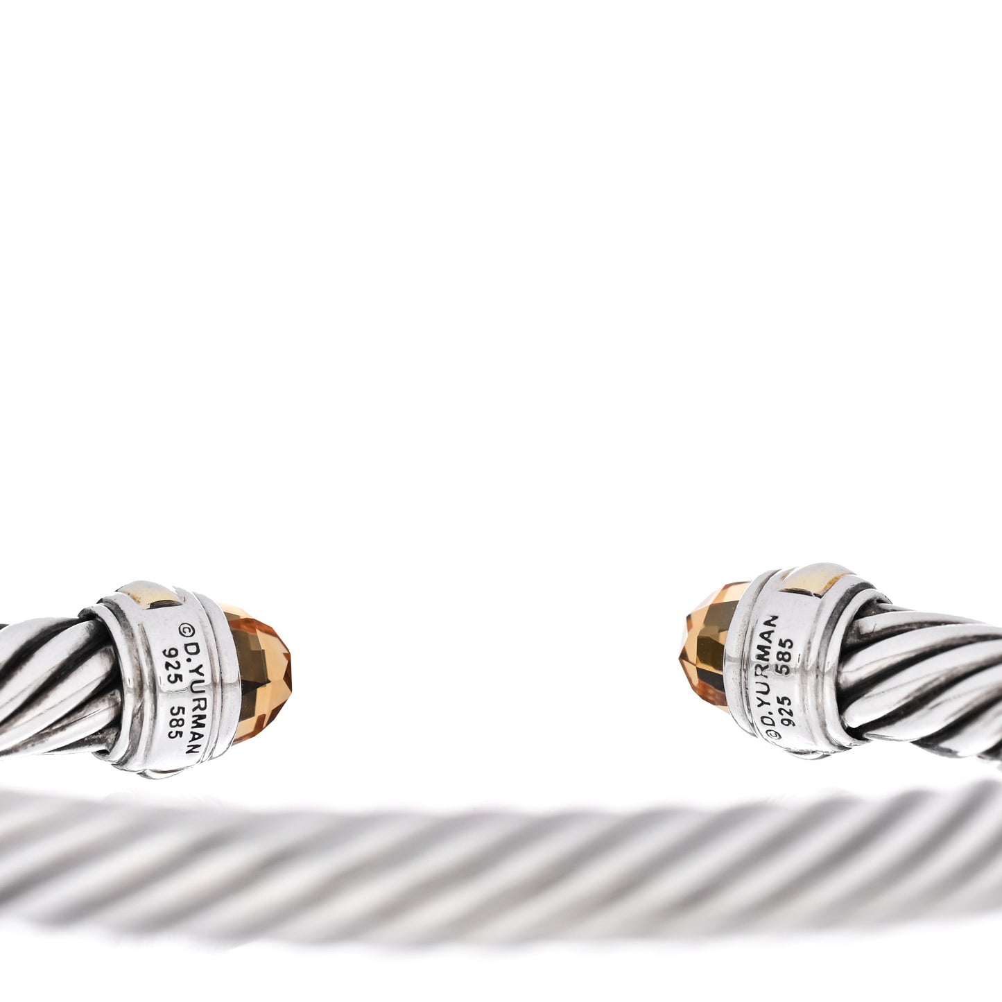 Sterling Silver 14K Yellow Gold Citrine 7mm Cable Classics Bracelet