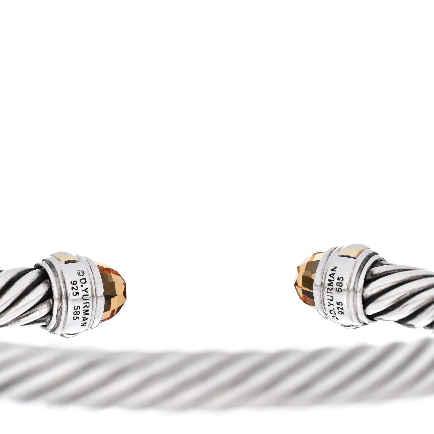 David Yurman Sterling Silver 14K Yellow Gold Citrine 7mm Cable Classics Bracelet 3 of 3