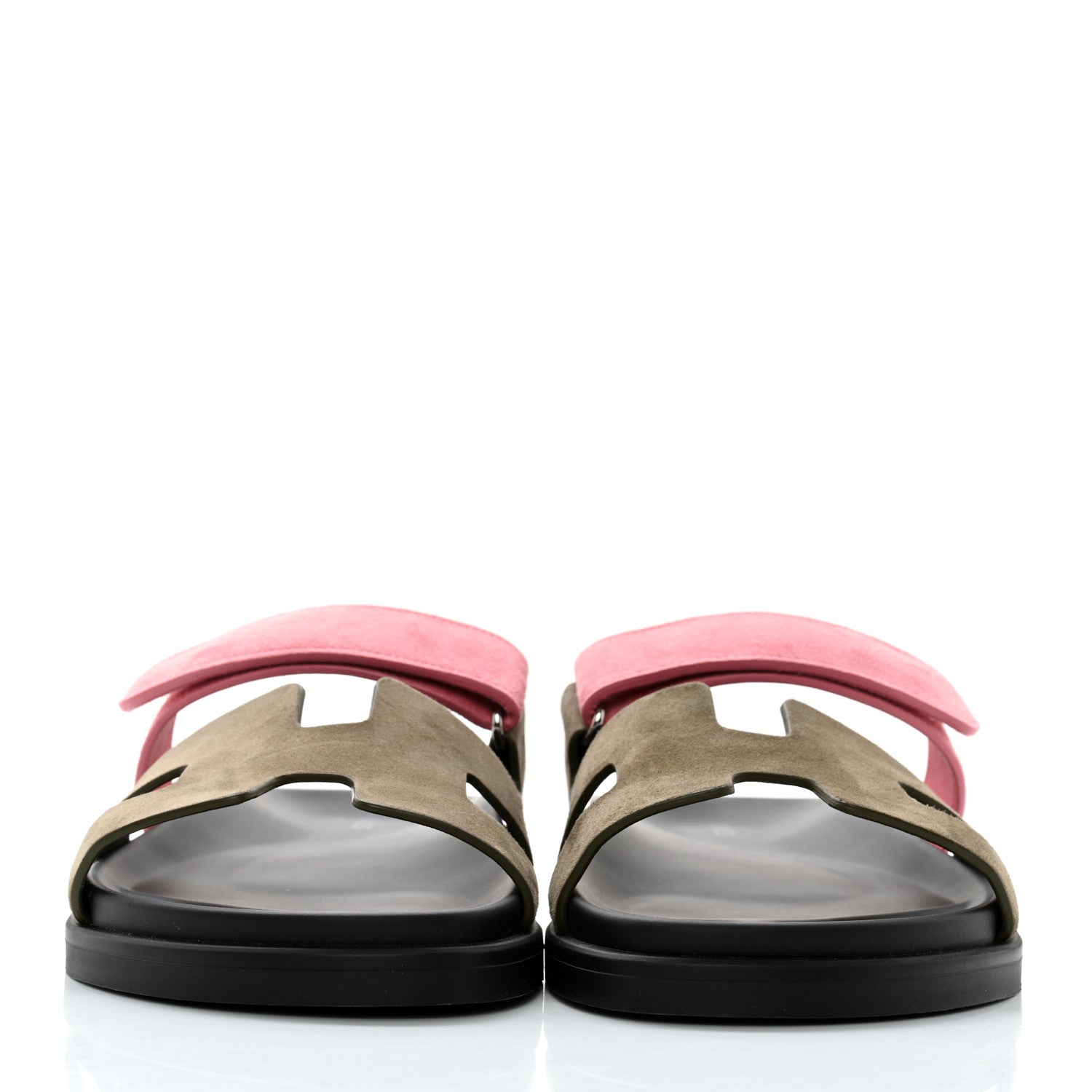 Hermes Suede Goatskin Womens Chypre Sandals 40 Toundra Rose Du Desert 2 of 9