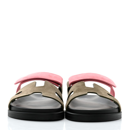 Hermes Suede Goatskin Womens Chypre Sandals 40 Toundra Rose Du Desert 2 of 9