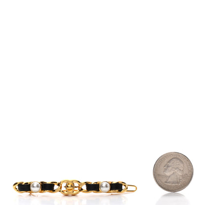 Chanel Pearl Lambskin CC More Is More Hair Clip Black Gold 2 of 4