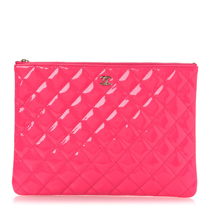 Chanel Patent Calfskin Quilted Medium Cosmetic Case Pink 1 of 7