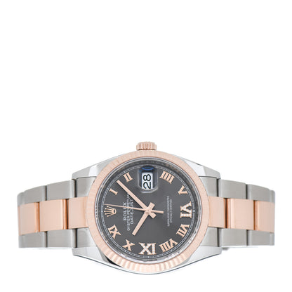 Rolex Stainless Steel 18K Everose Gold Diamond 36mm Oyster Perpetual Datejust Watch Slate Roman 126231 2 of 5