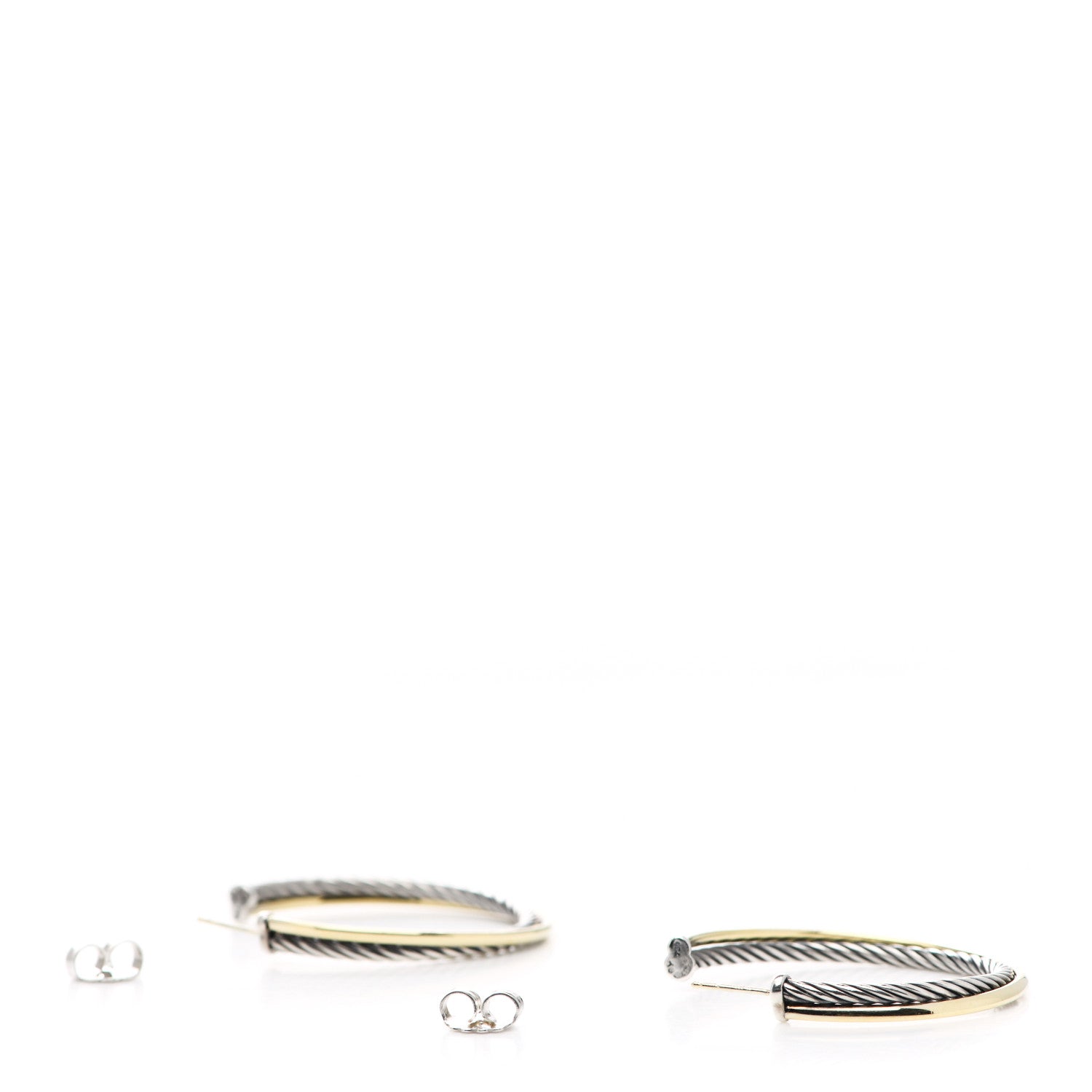 David Yurman Sterling Silver 18K Yellow Gold 44mm Extra Large Crossover Cable Hoop Earrings 3 of 4