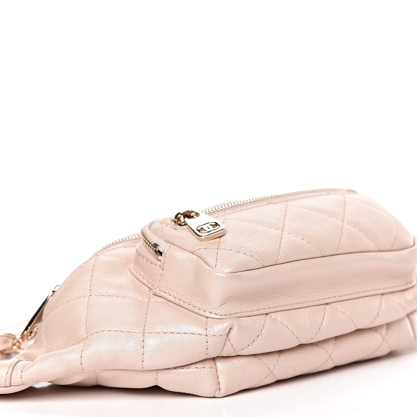 Iridescent Calfskin Quilted All About Waist Belt Bag Beige