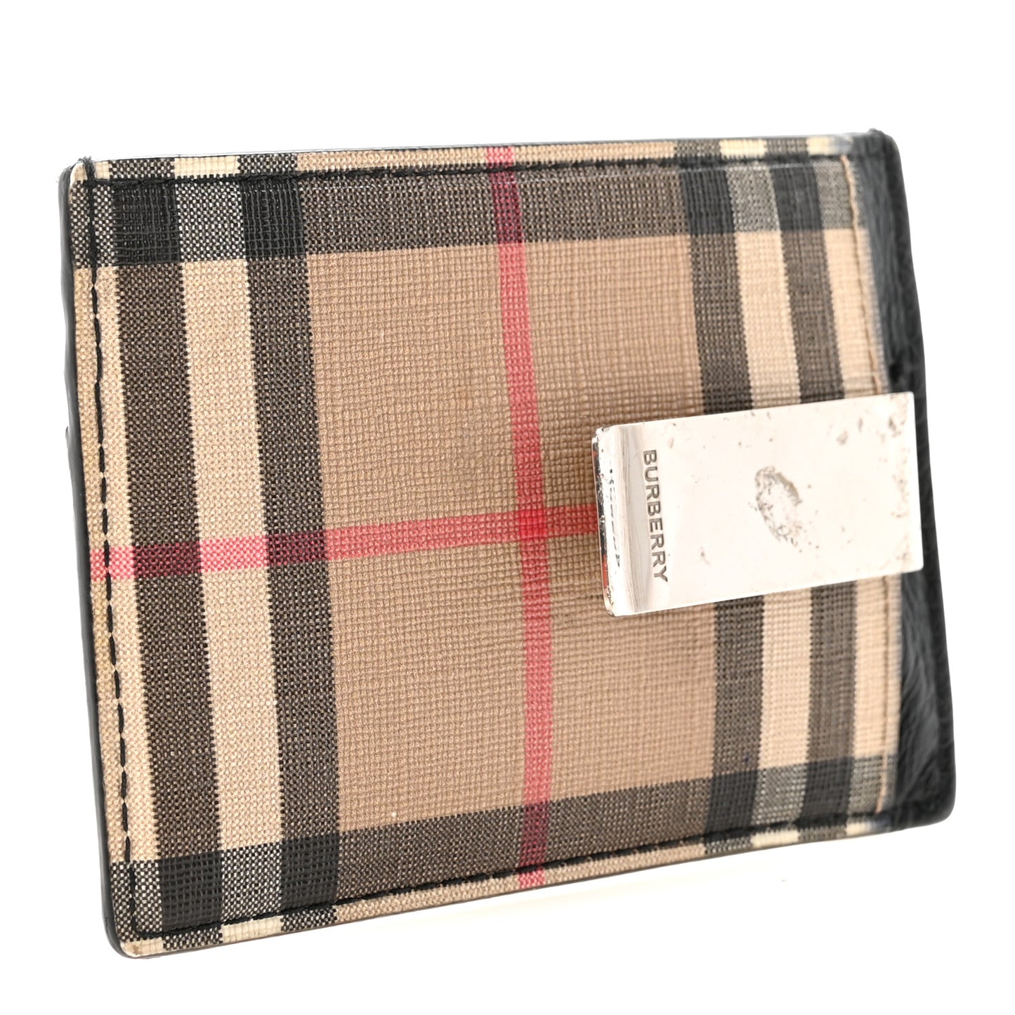 Vintage Check Money Clip Card Case Archive Beige Black