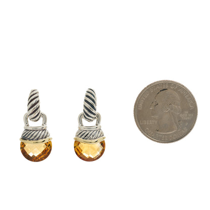 David Yurman Sterling Silver 14K Yellow Gold Citrine Acorn Earrings 2 of 4