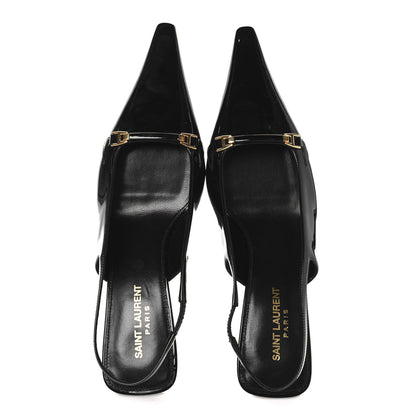 Saint Laurent Patent Bade Slingback Pumps 39 Black 2 of 9