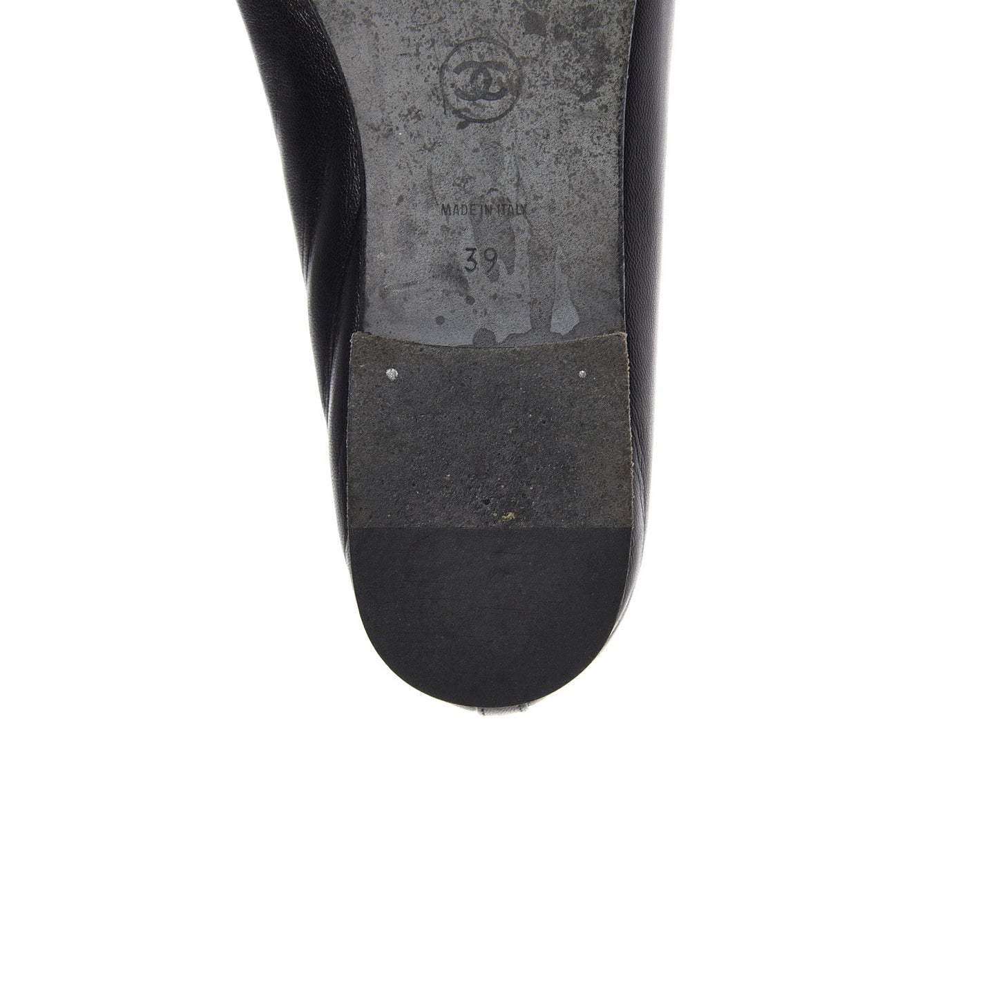 Lambskin Patent Cap Toe Ballerina Flats 39 Black