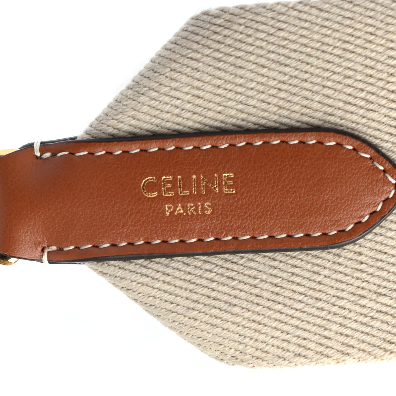 Celine Jacquard Wool Logo Short Strap Beige White 3 of 5