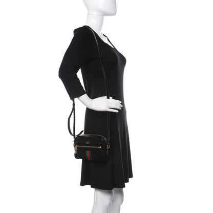 Gucci Suede Patent Web Mini Ophidia Shoulder Bag Black 2 of 9
