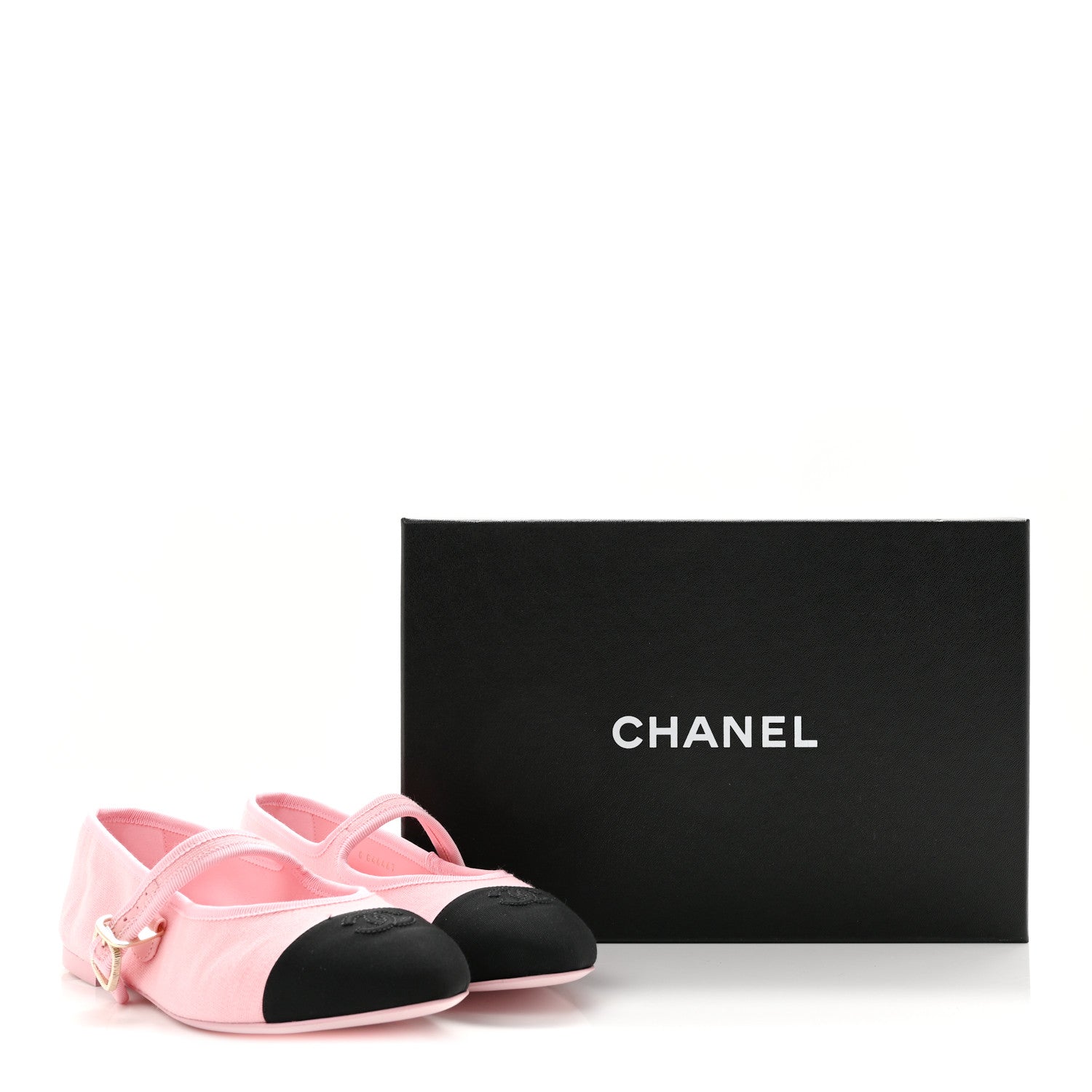 Chanel Fabric Grosgrain Mary Jane Flats 38.5 Light Pink Black 10 of 10